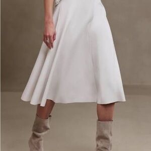Women's Cream A-Line Midi Skirt